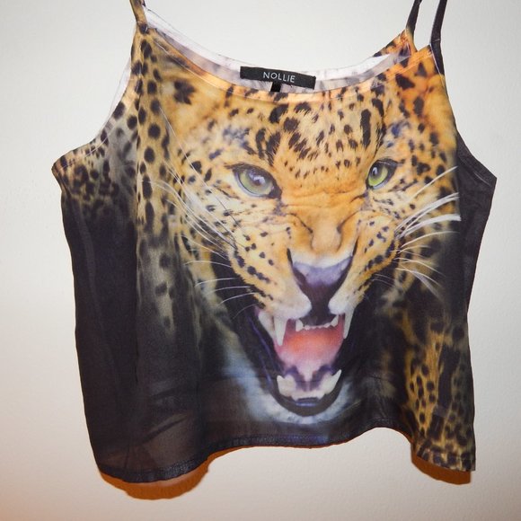 Sheer Tiger Spaghetti Strap Top - Picture 2 of 2